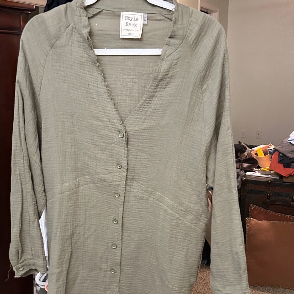 Style Rack Sage Green Textured Top